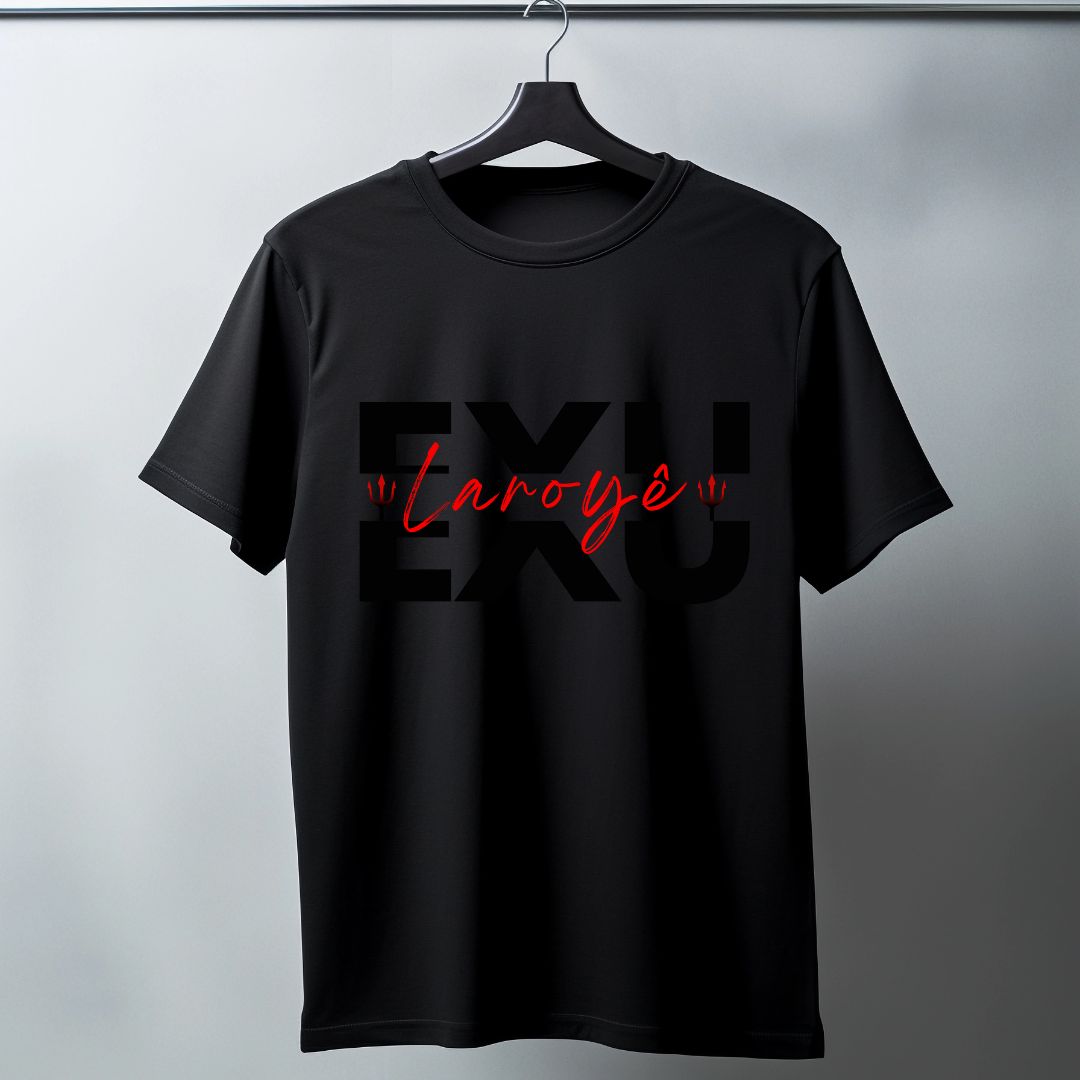 Camisa Preta 100% Algodão com Tema Exu