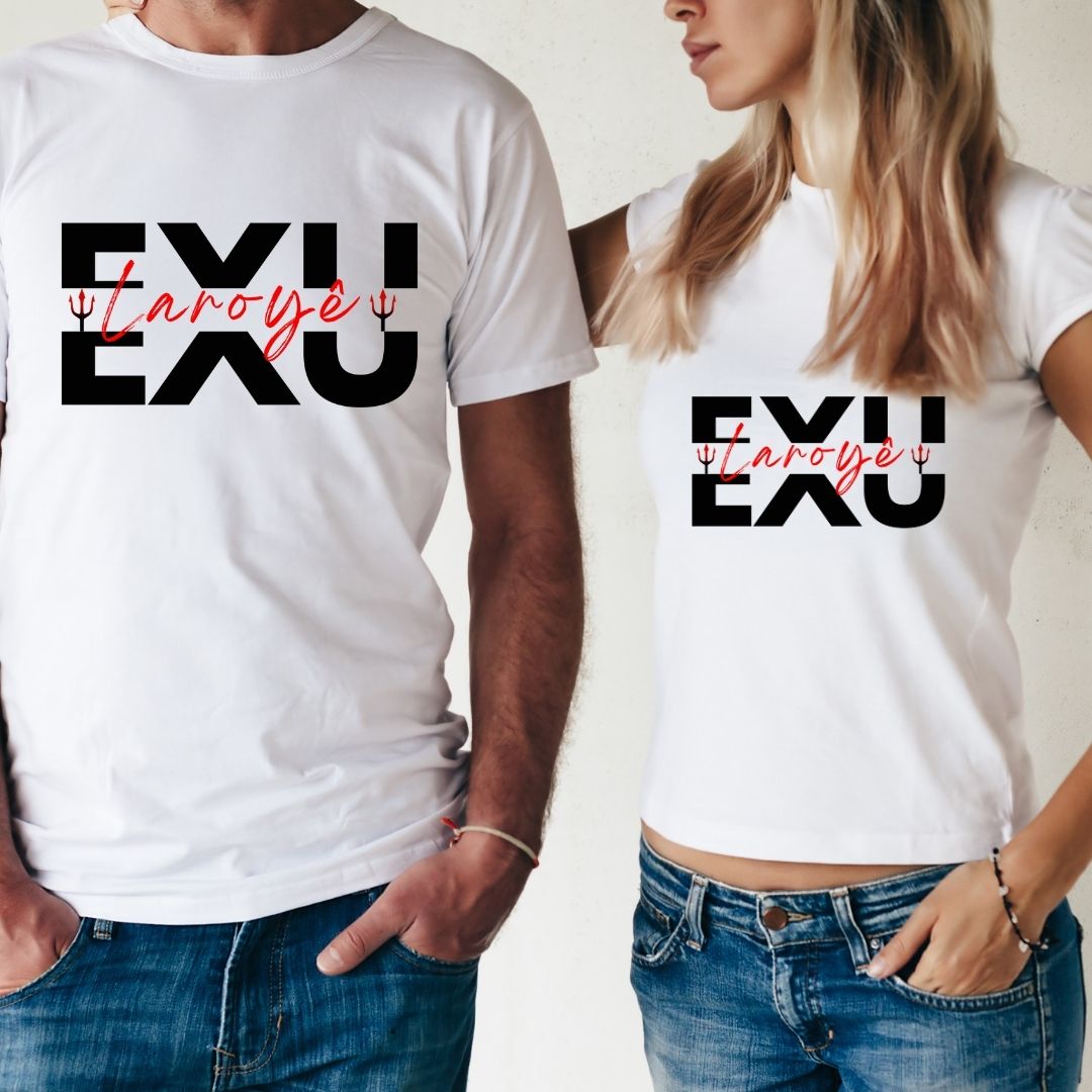 Camisa Preta 100% Algodão com Tema Exu
