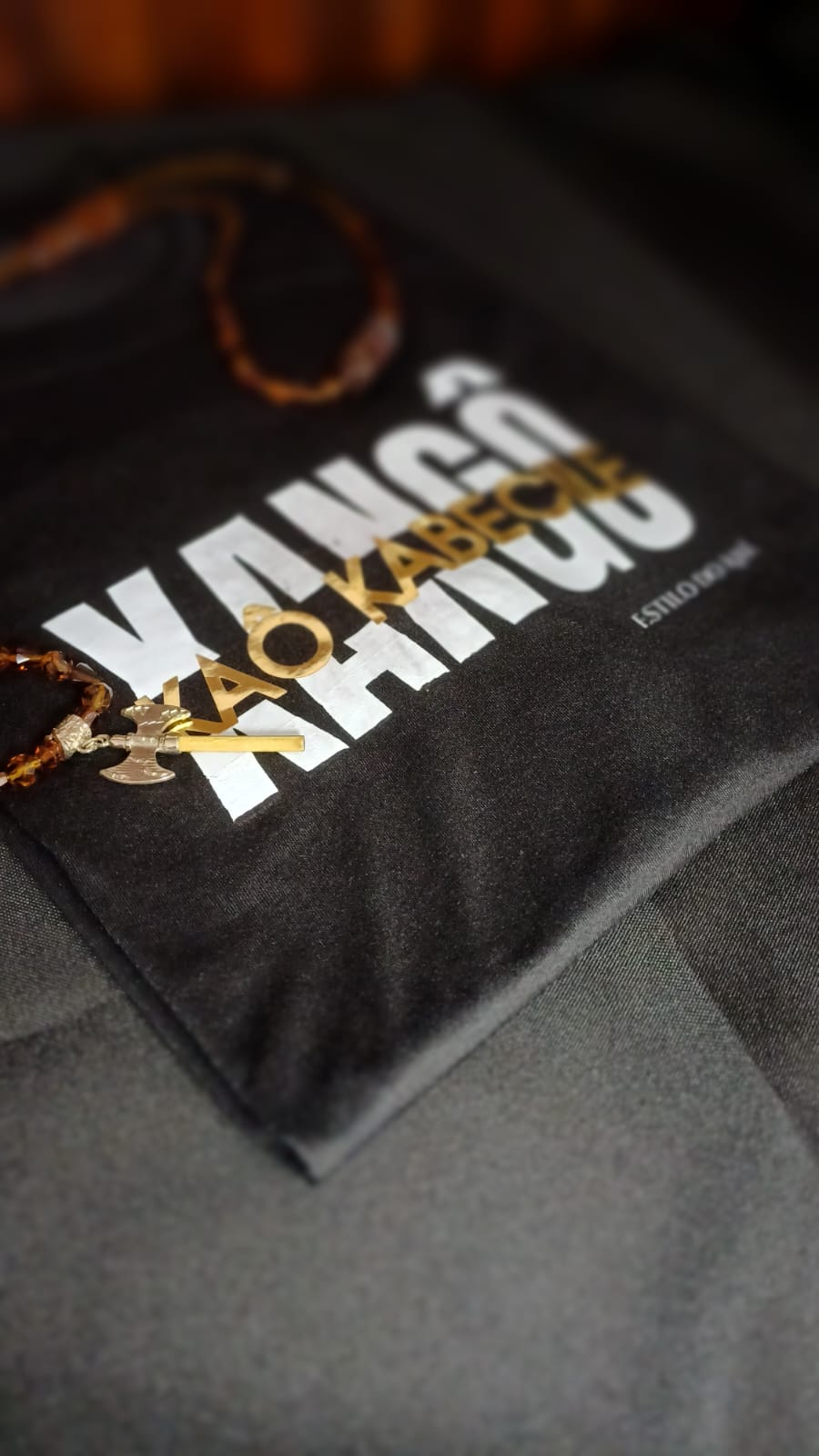 Camisa Preta 100% Algodão com Tema Xangô