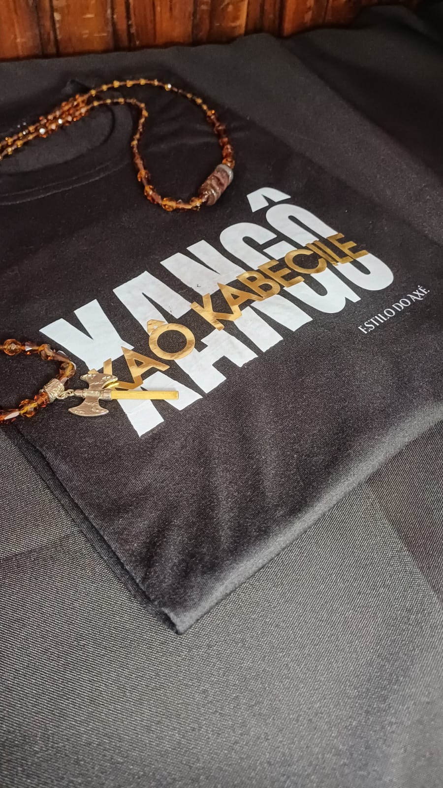 Camisa Preta 100% Algodão com Tema Xangô